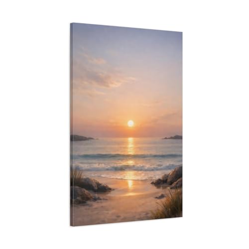 Toile ocean sunset beach tableau déco mer coucher de soleil 60x90 cm vertical