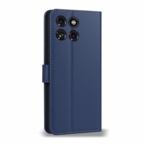 Image of AIBEX Shock Proof Flip Compatible for Motorola Edge 60 Pro 5G Flip Cover Leather Finish | Inside TPU with Card Pockets | Wallet Stand | Complete Protection Flip Case - Blue