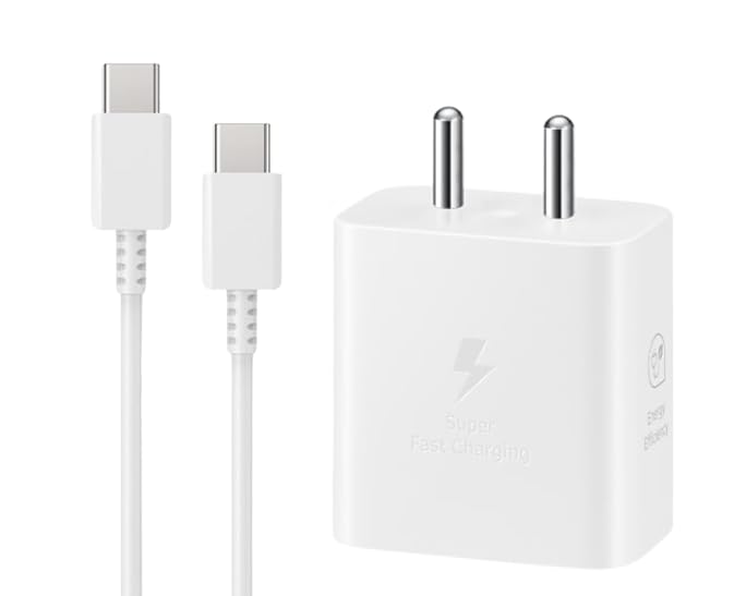 Image of Original 45W Power Adapter and Cable Compatible with Samsung Galaxy S25 [ Adapter and Cable ] White