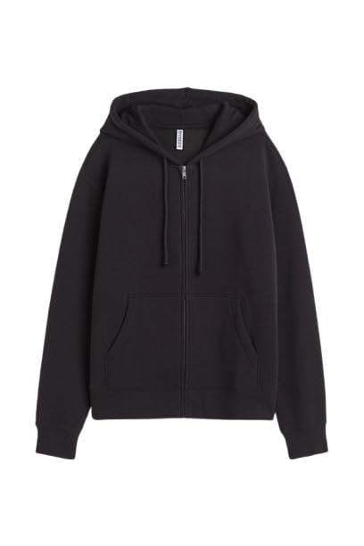 Image of Solid Regular Fit Zipper Sweatshirt Fleece Fabric Long Sleeves Kangaroo Pocket Jacket for Womens
