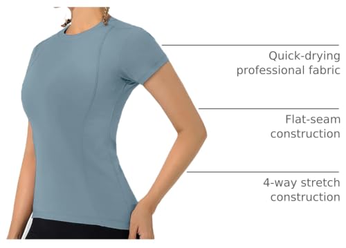 Image of Loovoo Women Workout Shirts, 1 /2 /3 Pack Short Sleeve Compression Tee | Tight Fit Gym Basic Tops, Athletic Quick Dry Crew Neck 4-Way Stretch, Flat Seams Ideal for Yoga, Gym, Running and Daily Wear