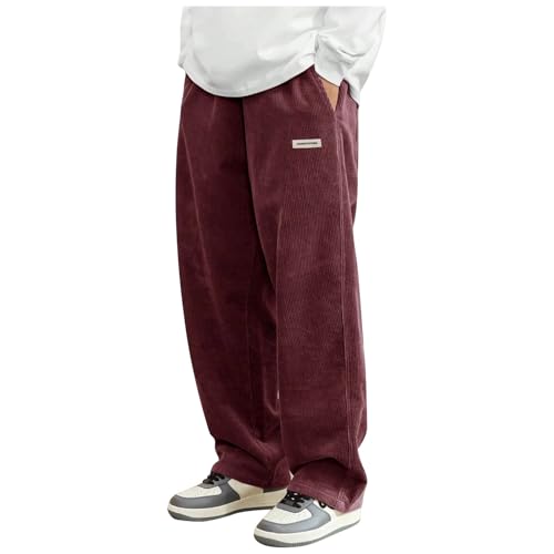 Corduory Pants for Men Casual Straight Leg Sweatpants Heavyweight Loose Fit Drawstring Mokaloha Pant with Pockets