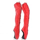 RJXGECUF Talon Aiguille Talons Hauts 18cm Boots de Ballet sur Les Bottes du Genou Boots High Pole Dance Chaussures,Red 37