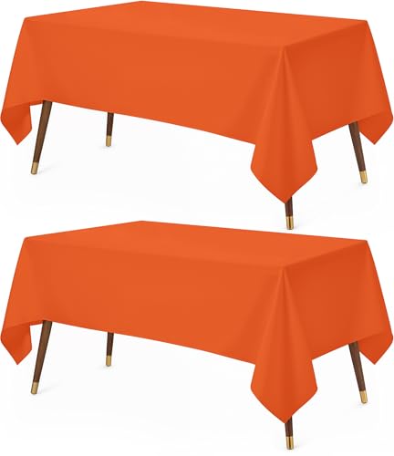 Utopia Kitchen Nappe Rectangulaire - 152 x 213 cm (Lot de 2, Orange) Lavable en Machine Housse de Table pour Les Fêtes, Les événements, Les Mariages et Les...