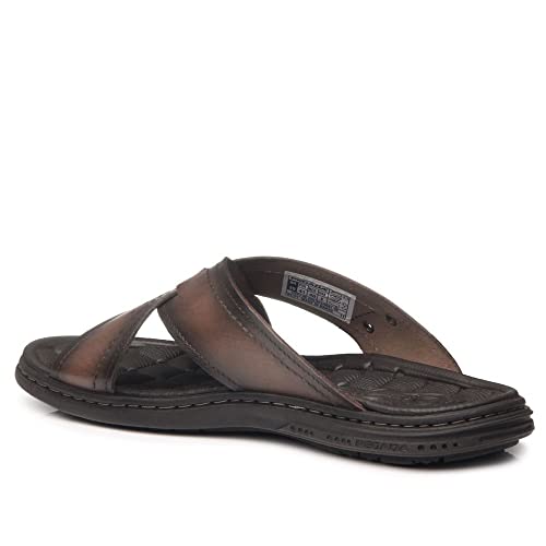 Chinelo Masc Pegada Couro Anilina Pinhão 131222-01 Tamanho:40;Cor:Marrom
