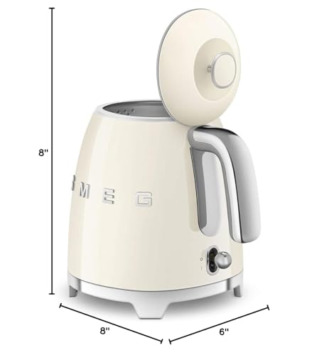 Image of SMEG Mini 50's Retro Style 3 Cup Electric Kettle with Double Wall Anti Slip Base and Water Level Indicator (Cream)