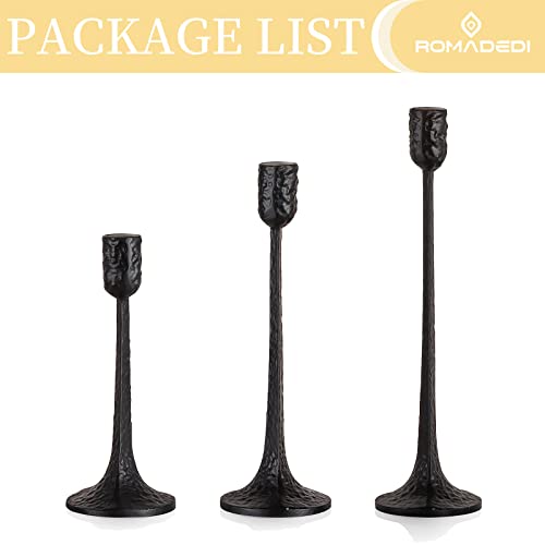 Iron Black Candlestick Holders, Romadedi Taper Candle Holders Set Of 3 - Tall Metal Candle Stick Candle Holder For Dining Table Centerpiece, Wedding, Party Decor #TOP5