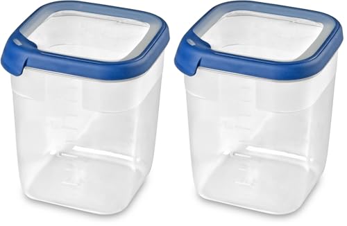 Curver Boîte Alimentaire carrée Multi Usage 2,6L en polypropylène 100% recyclé, 15x15x18,1 cm, adapté au Micro-Ondes, Lave-Vaisselle, Congélateur- Bleu,...