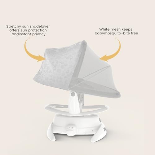 Image of Zoicay Foldable Sunshade Tent for Baby Swing with Blackout Canopy & Reticulated Lattice, Reusable & Removable, Applicable to Swing Chair, Portable & Durable Sunshade Tent
