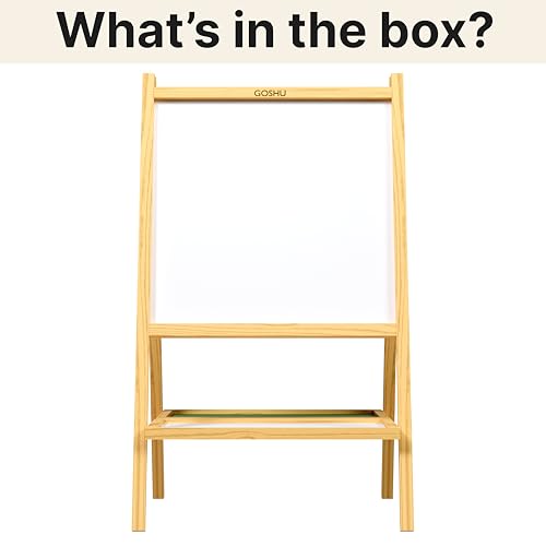 Image of GOSHU 5 Ft. Double Sided Wooden Easel Stand Whiteboard and Chalkboard for Adults, A-Type Foldable Writing Board with Tray for Classroom, Office, Coaching and Home Use (Adults, Pack of 1)