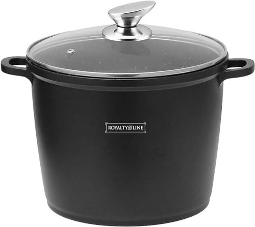 Royalty Line - RL-AD24M - Olla, Cacerola Alta, Aluminio Fundido con Antiadherente, Inducción, 24 cm, Negro