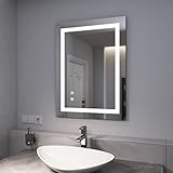 【3 Lichtfarben Dimmbar】Unser LED Badezimmerspiegel verfügt über 3 Lichtfarben, Kaltweiß Neutral Warmweiß Licht, jede Lichtfarbe passt sich individuell Ihren Wünschen an und sorgt für eine helle oder warme Atmosphäre.