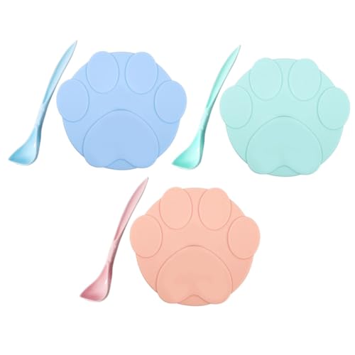 CORHAD 6Pcs Silicone Pet Can Lids and Feeding Spoon Set for Airtight Sealing and Fresh-Keeping of Cat and Dog Food Cans Open Covers with No Odor Suitable for Pet Feeding and Storage