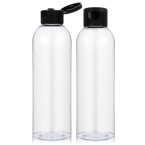 Ptwola Lot de 2 bouteilles de voyage vides en plastique rechargeables de 200 ml avec bouchon à rabat - Pour shampooing, après-shampoing, lotion, crème