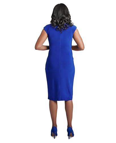Kasper Womens Plus Colorblock Work Wear Midi Dress Blue 1X3