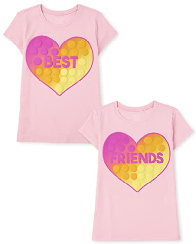 The Children's Place girls The Children's Place Short Sleeve Graphic T- 2-pack T Shirt, Best/Friends, XX-Large US