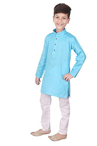 Indian Cotton Kurta Set For Boys | Kids Ethnic Wear | Traditional Festive Wedding Wear | Boy Party and Casual Dress| Pack of 1 (FRZ, S-101)3