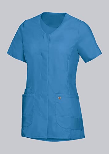 BP Med Tunics 1764-241-0116 Kasack für Damen - 1/2 Ärmel und V-Ausschnitt - 49% Baumwolle, 48% Polyester, 3% Elastolefin - Schlanke Passform - Größe: 2XLn - Farbe: azurblau