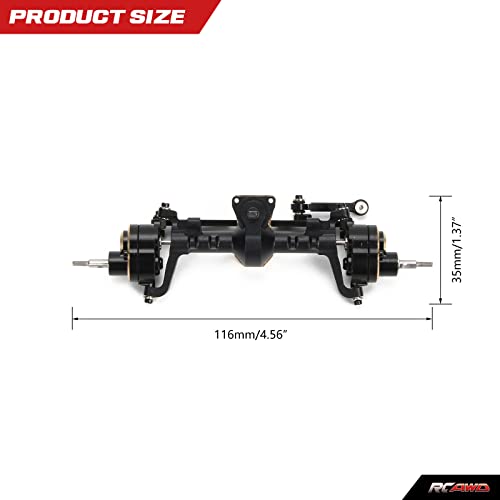 RCAWD Front Portal Axle Housing & Steel Gears For Axial 1-24 SCX24 Crawlers upgraded part(Black) - Image 2