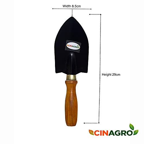Image of Cinagro (Set of 8) Garden Tool Kit with Wooden Handle - Trowel, Cultivator, Transplanter, Weeder, Hand Gloves, Pruner, Scissors, Fork - Comfortable and Durable for Garden Use (Multicolor)
