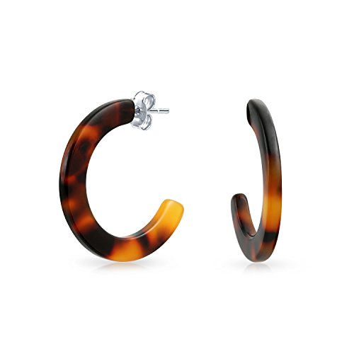 Clous d'oreilles en acrylique marron écaille de tortue et acier inoxydable pour femme
