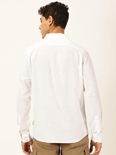 Image of Thomas Scott Men's | Solid | Premium Linen Blend | Spread Collar | Summer Wear | Long Sleeve | Shirts for Men