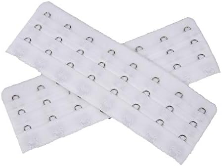 YUPPIE TONE Bra Extender Ladies Bra Strap Extension 8 Hook 3 Rows Buckle Adjustable 2pcs White