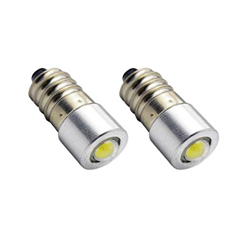 Ruiandsion 2pcs E10 Ampoule LED 12V Blanc 200LM COB 1W Ampoule LED pour lampe torche lampe de poche Lampe torche, Non-polarité Cover