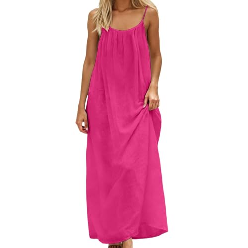 Image of HTHLVMD Backless Cami Dress Summer Dresses for Women 2026 Spaghetti Strap Dresses Womens Solid Color Backless Cami Dress
