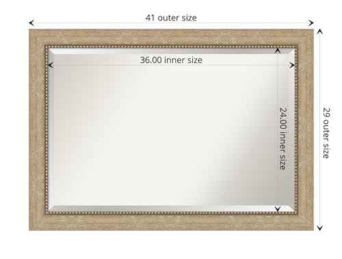 Image of Amanti Art Framed Vanity Mirror | Bathroom Mirrors for Wall | Astor Champagne Mirror | Wall Mounted Mirror | Large Mirror | 29.00 x 41.00 in.
