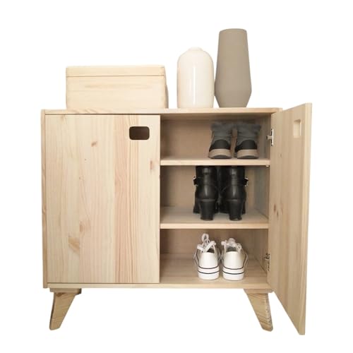 Astigarraga Ensemble d'étagères - Commode en bois massif - Armoires avec portes et pieds - Pin - Ecolabel UE - Certifié PEFC