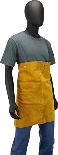 Ironcat 7001 Leather Bib - 30 In. X 24 In. Heat Resistant Safety Wear In Golden Yellow For Welding. Safety Apparel #TOP2