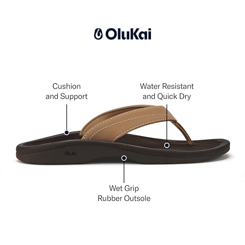 Image of OLUKAI Ohana Women's Sandals, Water Resistant Flip Flops with Arch Support, Lightweight Comfort for Beach & Travel, Enhanced Traction for Wet Surfaces