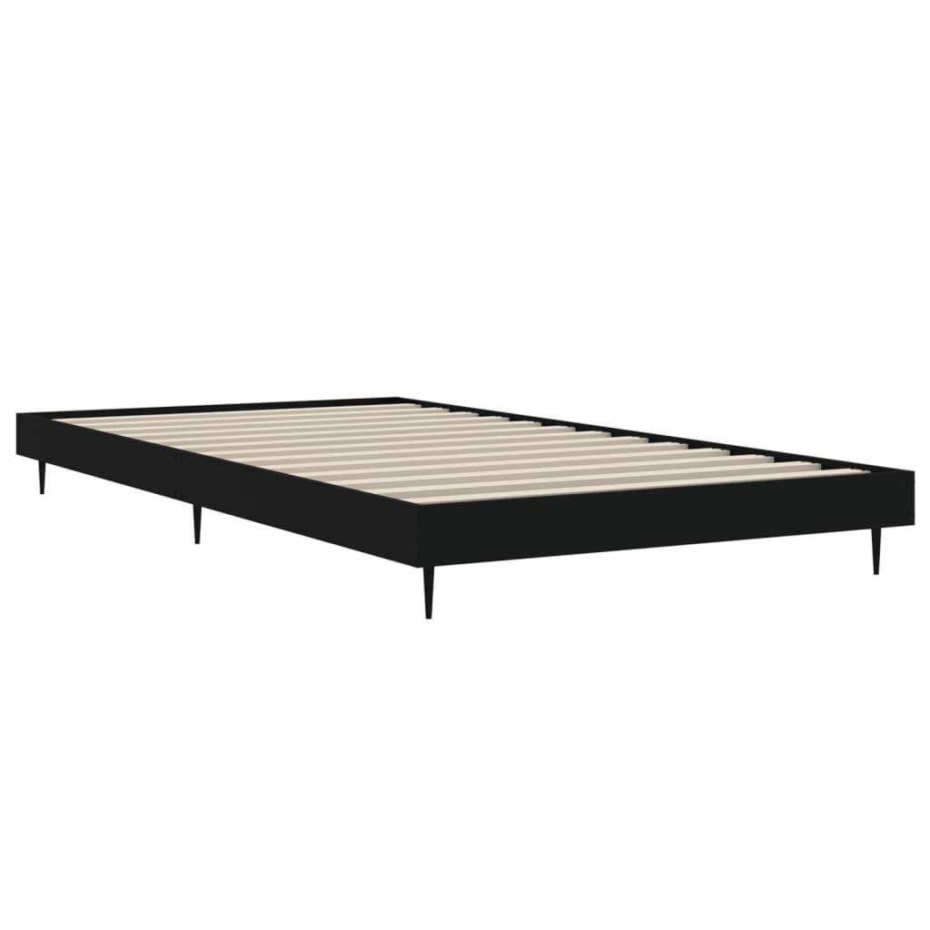 Struttura Letto 90x200 Cm In Legno Ingegnerizzato - Testiera E Pediera Nera, Base Con Doghe - Foto 4