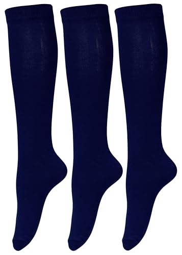 Image of RC. ROYAL CLASS Girls Organic Cotton Solid Soft Knee Length School /Uniform /Formal /Casual Socks for Girls (Pack of 3 Pairs)