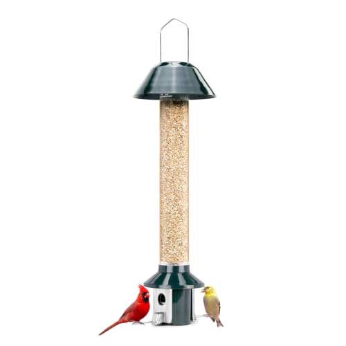 Roamwild PestOff 2.0 Squirrel Proof Wild Bird Feeder Mixed Seed Sunflower Heart Version - GREEN - HUGE 4LBS SEED CAPACITY – 26”x8”x8” (w/hanger)