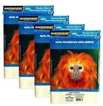 KIT 4 PAPEL FOTOGRÁFICO 130G A4 ADESIVO GLOSSY COM 50 FOLHAS - MA...