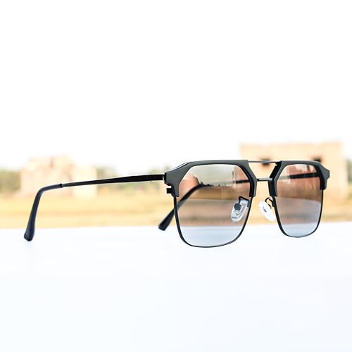 Image of Photochromic Square Sunglasses for Men, Metal Frame, UV Protection, Stylish Everyday Eyewear