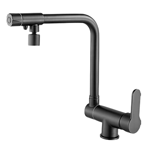 Robinet de cuisine 3 voies pliable pour fenêtre basse, mitigeur évier noir