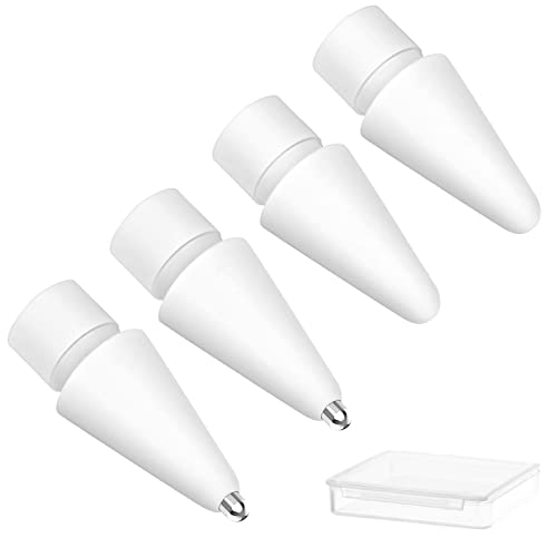 flintronic Puntas Compatible con Apple Pencil 1 y 2 Generación, Puntas de Lápiz de Repuesto de Alta Sensibilidad, Puntas de Lápiz de Plástico*2 + Puntas de Lápiz Resistentes al Desgaste de Metal*2