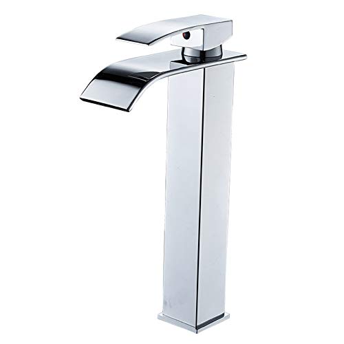 Robinet de lavabo en acier de qualité supérieure avec bec cascade incurvé chic