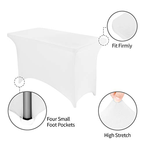 Image of Peomeise 4FT Spandex Table Cover Rectangular Stretch Spandex Tablecloth (White,4FT)