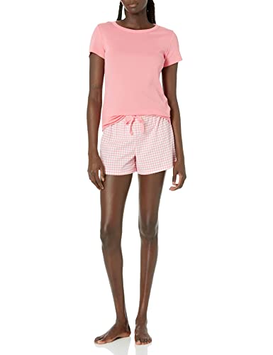 Image of Amazon Essentials Women's Poplin Short and Sleep Tee Pajama Set