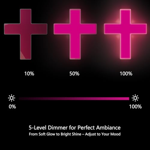 Image of Anrookie 3D LED Neon Cross Sign 9 x 8 in, USB-Powered Custom Neon Light with 5-Level Dimmer, 5 Color Options, Decorative Wall Art for Home, Bedroom, Church, Party, and Gifts (Blush Pink)