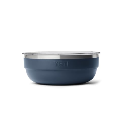 Image of YETI Rambler Low Bowl, Vacuum Insulated, Stackable and Nestable Stainless Steel Bowl with Lid, 3.6 Quart, Navy