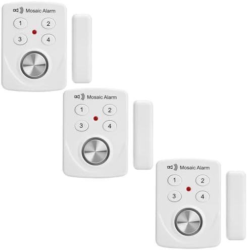 3 Pack Door Alarms with Delay When Left Open 130db Window Break Sliding Siren Vibration Detect Sensor for Home, Apartment Security. Keypad Intruder Burglar Entry Alert. Pool Alarm for Kids Safety