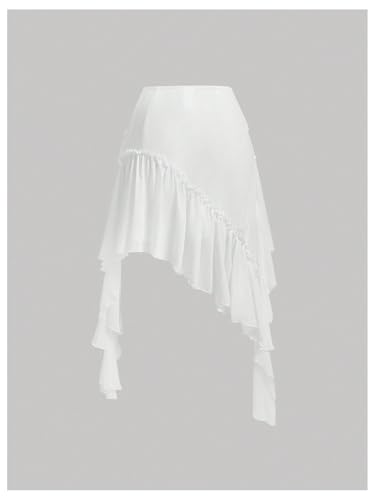 Floerns Women's Plus Size Y2k Skirt High Waist Asymmetrical Irregular Hem Long Skirt2