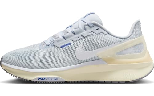 Nike Structure 25 Straßenlaufschuh für Damen, Zapatillas de Correr en Carretera Mujer, Football Grey White Blue Tint Pale Ivory, 37.5 EU
