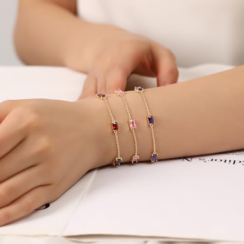 Gold Birthstone Bracelets for Women Dainty Simple Women Link Bracelet Fine Jewelry Christmas Mother's Day Birthday Gifts for Women Wife Girlfriend Her3