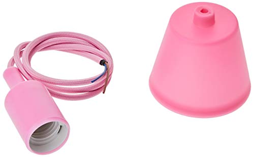 JANDEI - Lampe à Suspension Colorée, Câble de 90 cm. Base en Silicone, Douille E27. Décoration de Salon, Chambre, Local Commercial. Couleur Rose